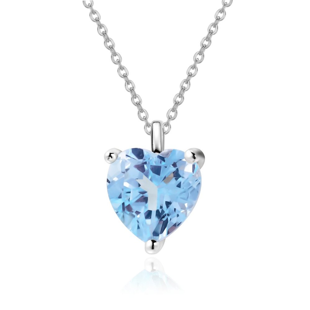 Natural Sky Blue Topaz Gemstone Heart Pendant. NWOT